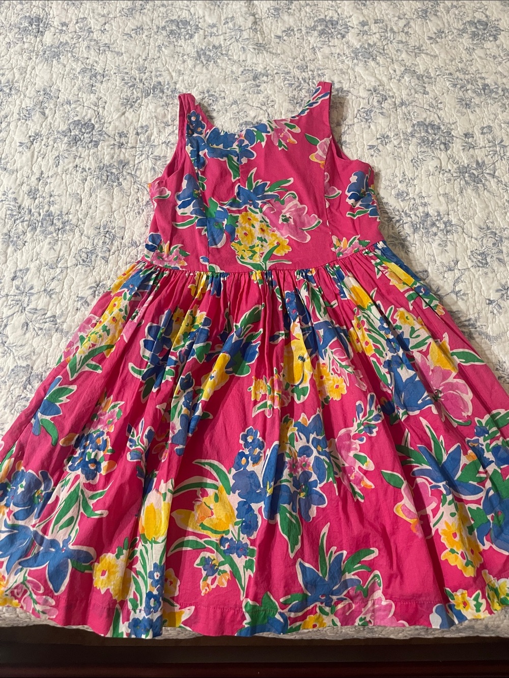 Polo Girls' Floral Fit-and-Flare Dress - Bright Pink